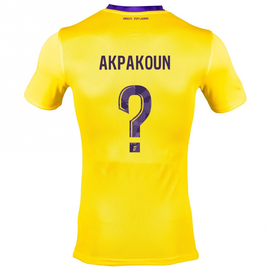 ילדים כדורגל Noé Akpakoun #0 צהוב סגול הרחק ג'רזי 2024/25