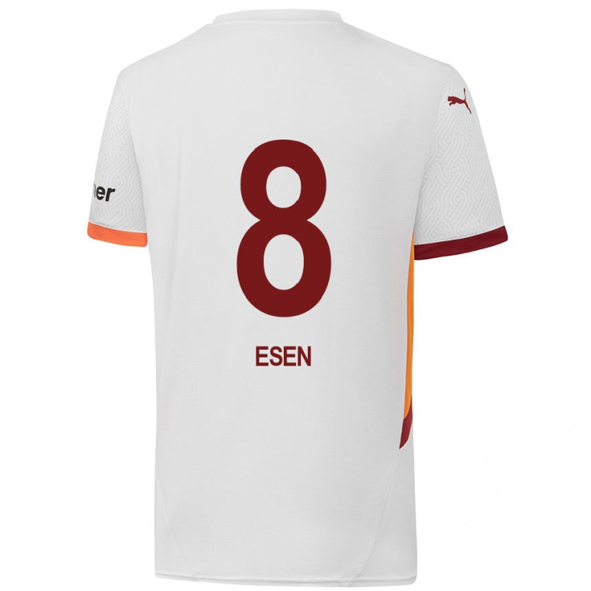 ילדים כדורגל Emine Ecem Esen #8 לבן צהוב אדום הרחק ג'רזי 2024/25