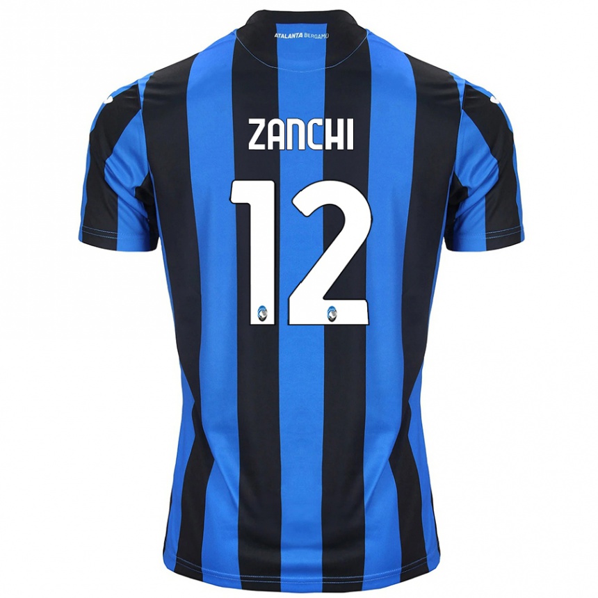 גברים כדורגל Edoardo Zanchi #12 כחול שחור ג'רזי ביתית 2024/25