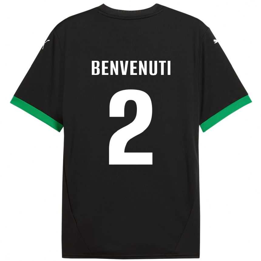 גברים כדורגל Giacomo Benvenuti #2 שחור ירוק כהה ג'רזי ביתית 2024/25