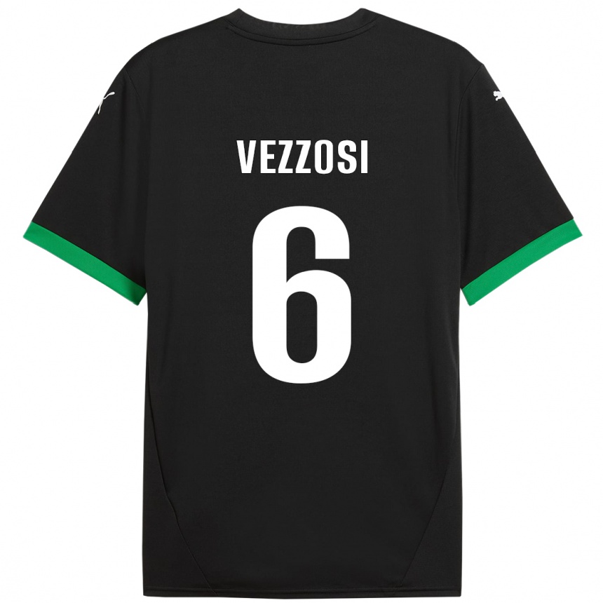 גברים כדורגל Giorgio Vezzosi #6 שחור ירוק כהה ג'רזי ביתית 2024/25