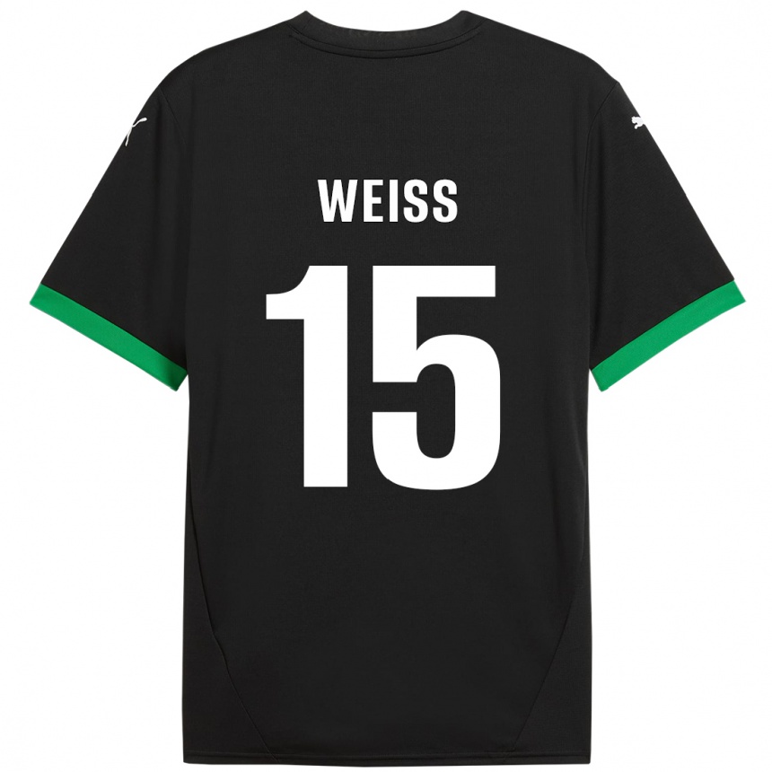 גברים כדורגל David Weiss #15 שחור ירוק כהה ג'רזי ביתית 2024/25