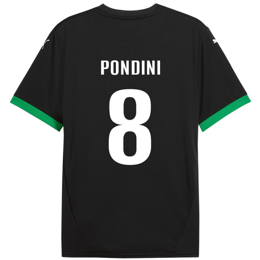 גברים כדורגל Giada Pondini #8 שחור ירוק כהה ג'רזי ביתית 2024/25
