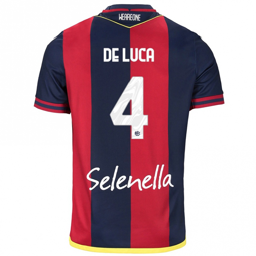 גברים כדורגל Alessandro De Luca #4 אדום רויאל כחול ג'רזי ביתית 2024/25