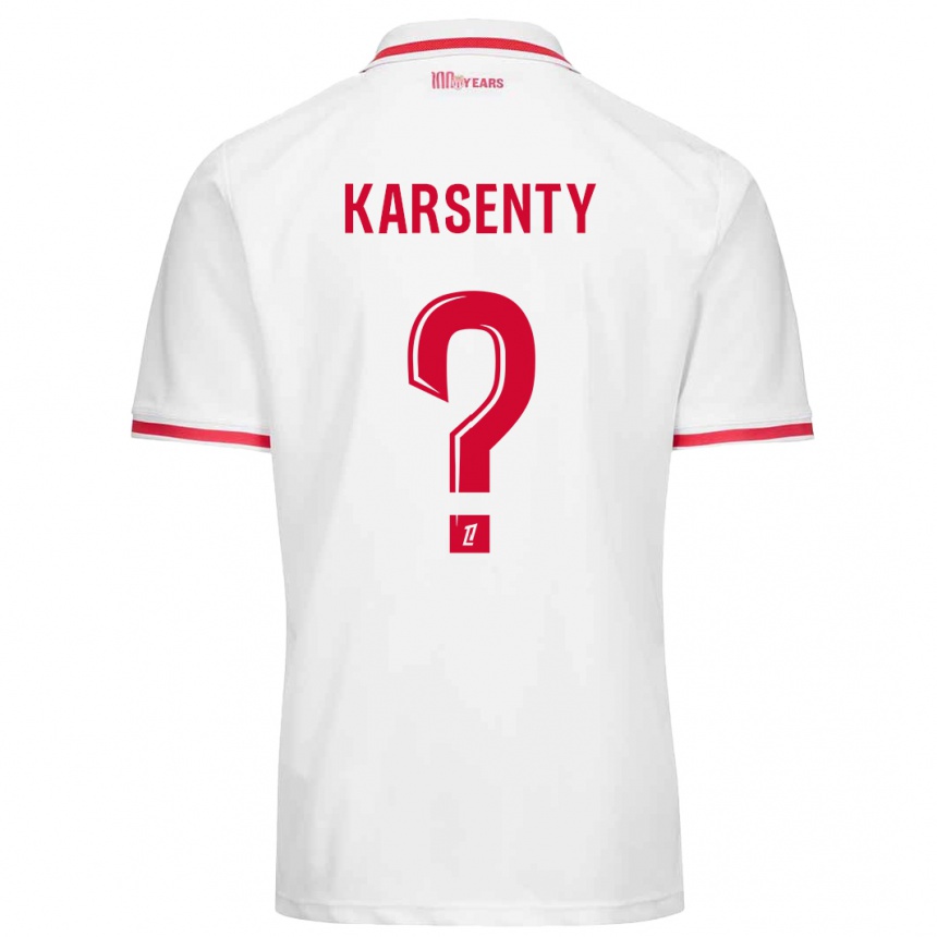 גברים כדורגל Kylian Karsenty #0 לבן אדום ג'רזי ביתית 2024/25