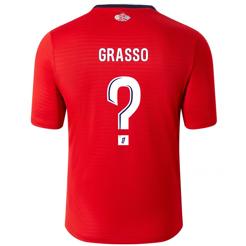 גברים כדורגל Enzo Grasso #0 אדום לבן ג'רזי ביתית 2024/25