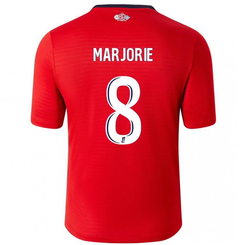 גברים כדורגל Marjorie #8 אדום לבן ג'רזי ביתית 2024/25