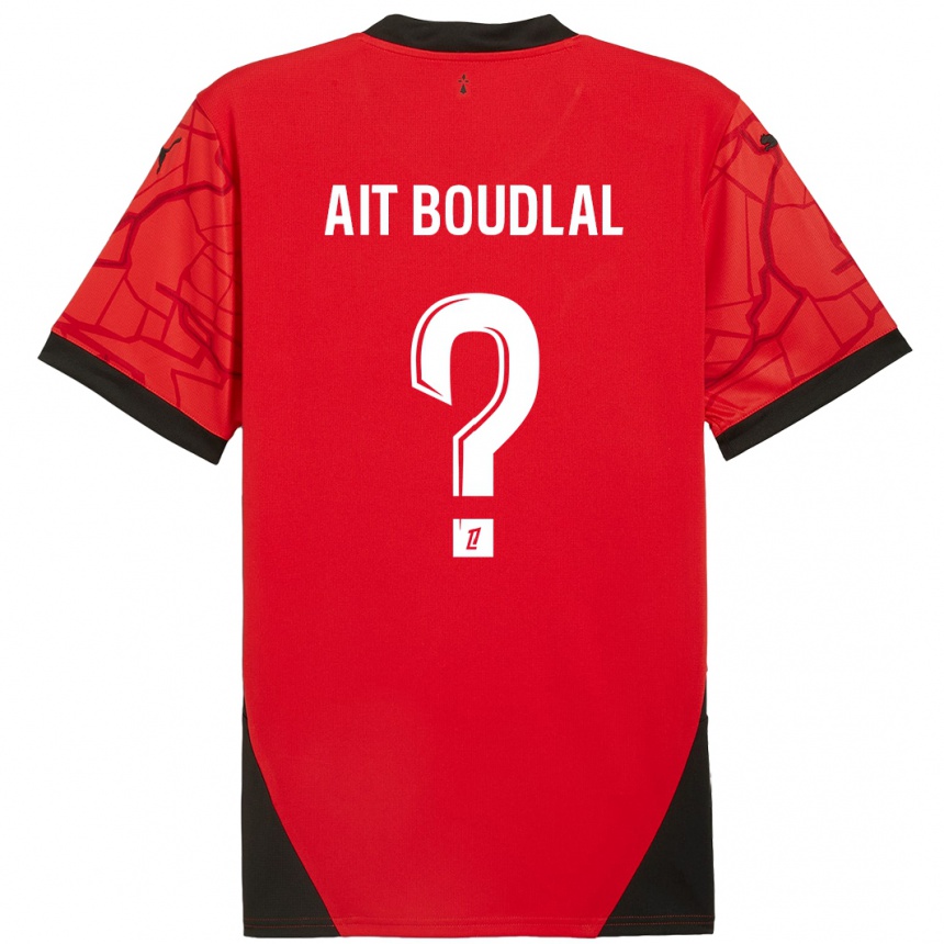 גברים כדורגל Abdelhamid Ait Boudlal #0 אדום שחור ג'רזי ביתית 2024/25