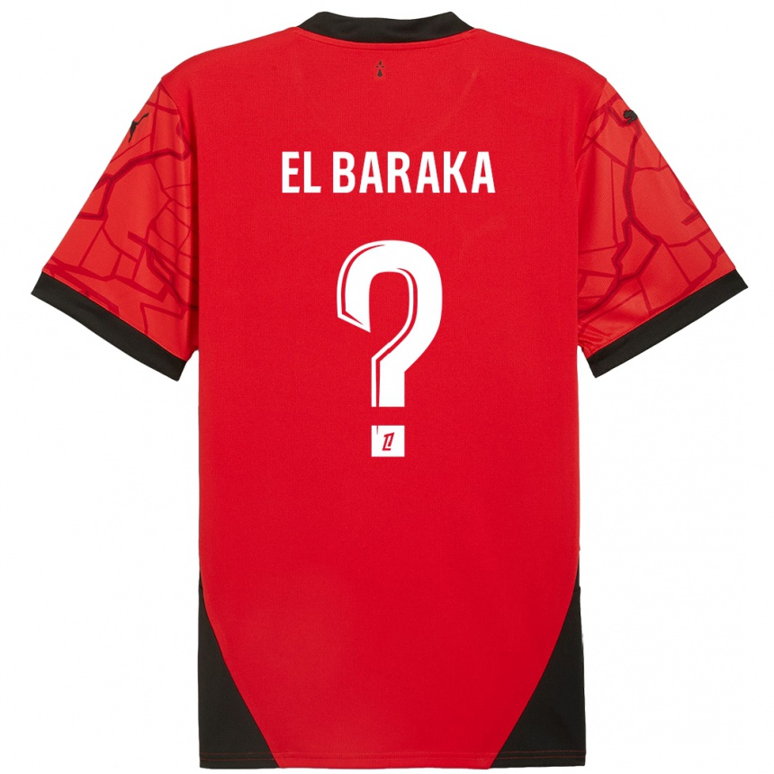 גברים כדורגל Jibril El Baraka #0 אדום שחור ג'רזי ביתית 2024/25