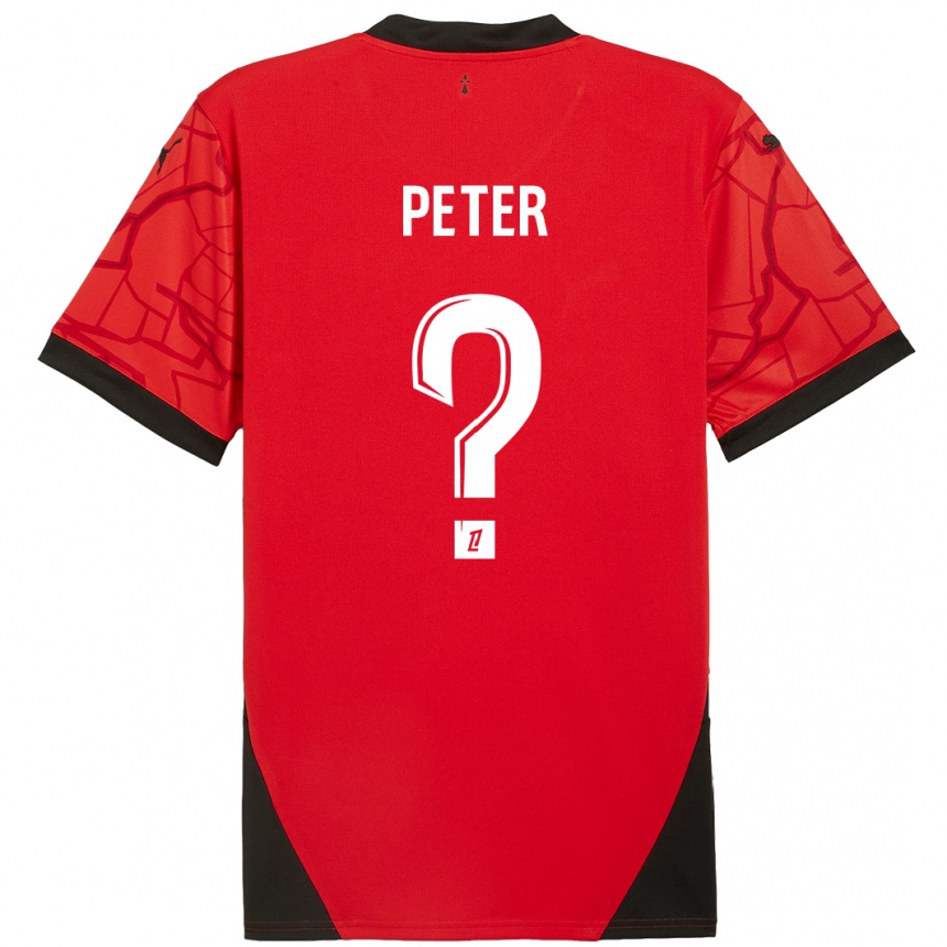 גברים כדורגל Joseph Peter #0 אדום שחור ג'רזי ביתית 2024/25