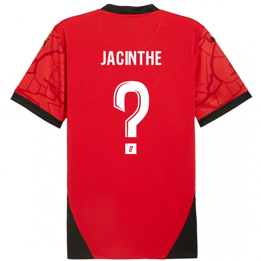 גברים כדורגל Dee-Shawn Jacinthe #0 אדום שחור ג'רזי ביתית 2024/25