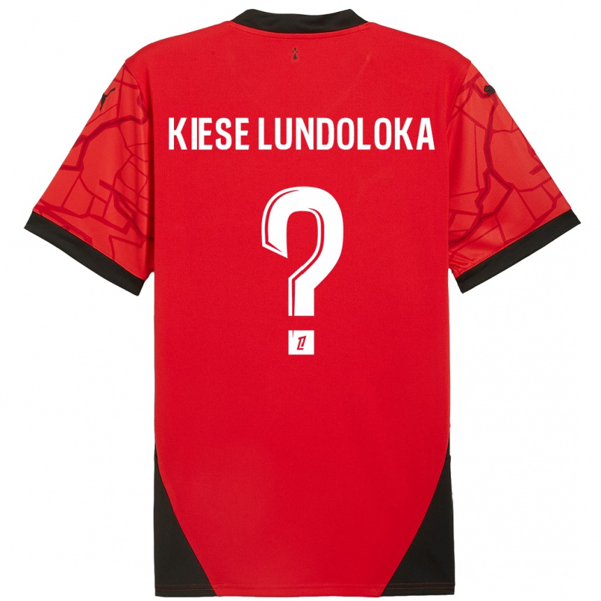 גברים כדורגל Jeanslor Kiese Lundoloka #0 אדום שחור ג'רזי ביתית 2024/25