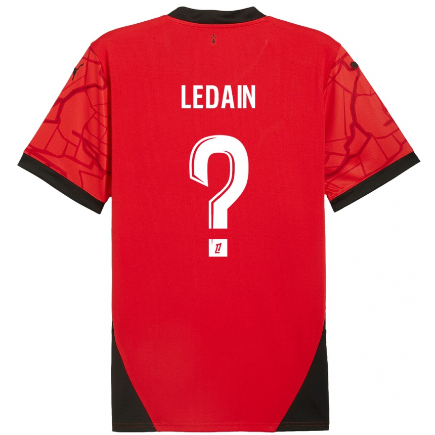גברים כדורגל Samuel Ledain #0 אדום שחור ג'רזי ביתית 2024/25