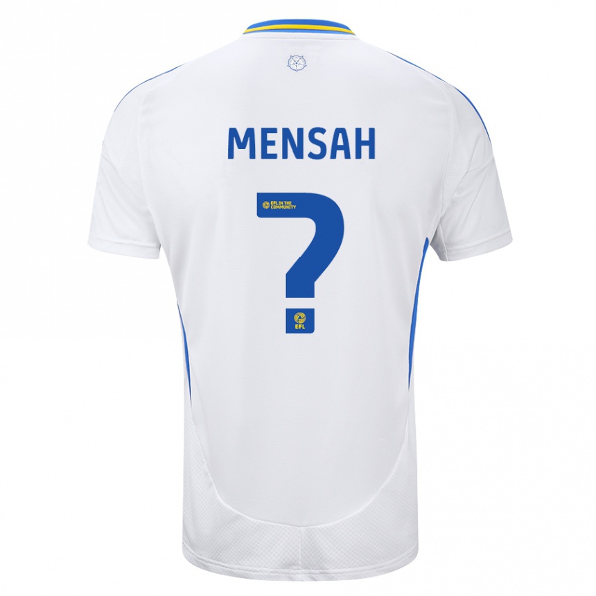 גברים כדורגל Kenneth Mensah #0 לבן כחול ג'רזי ביתית 2024/25