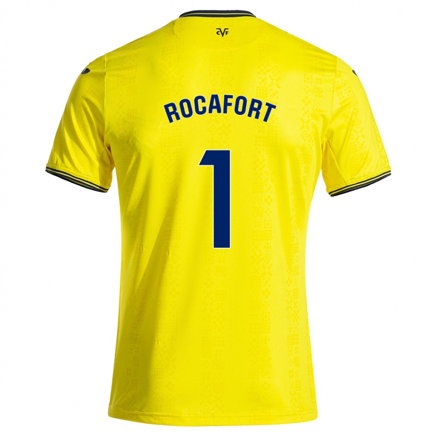 גברים כדורגל Rodrigo Rocafort #1 צהוב שחור ג'רזי ביתית 2024/25