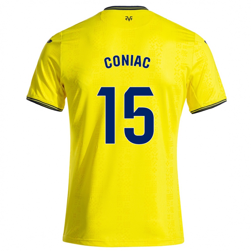 גברים כדורגל Edu Coniac #15 צהוב שחור ג'רזי ביתית 2024/25