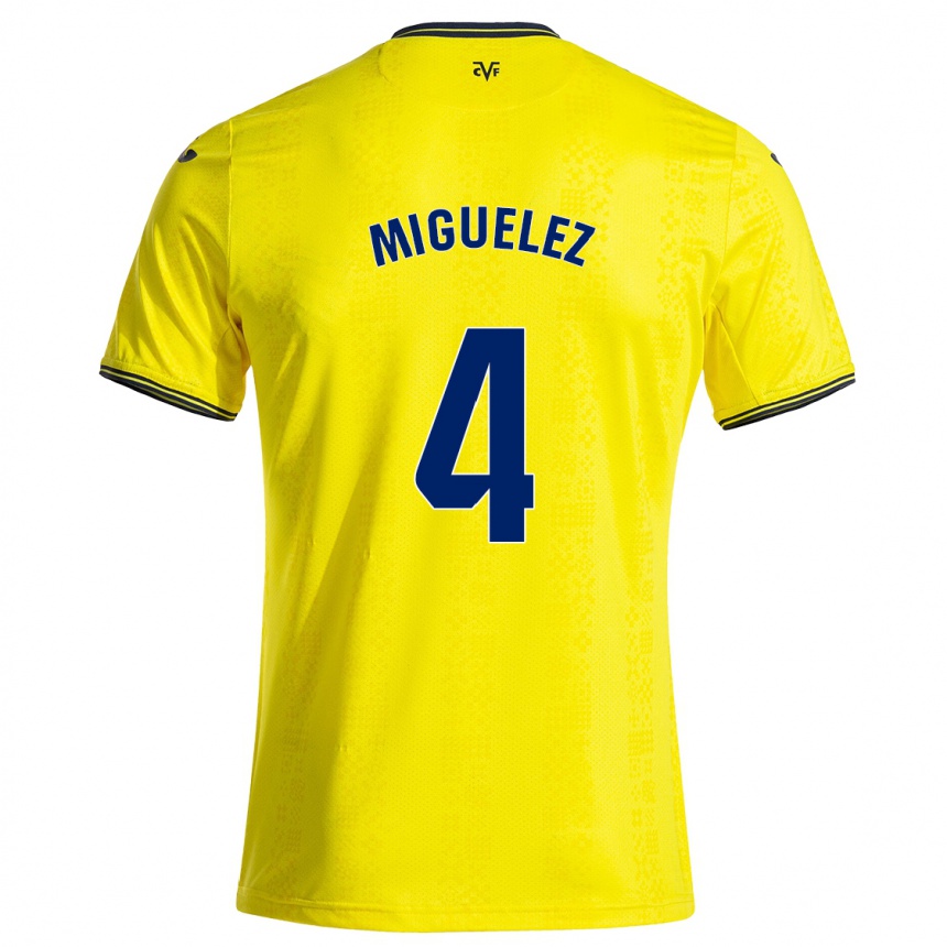 גברים כדורגל Irene Miguélez #4 צהוב שחור ג'רזי ביתית 2024/25