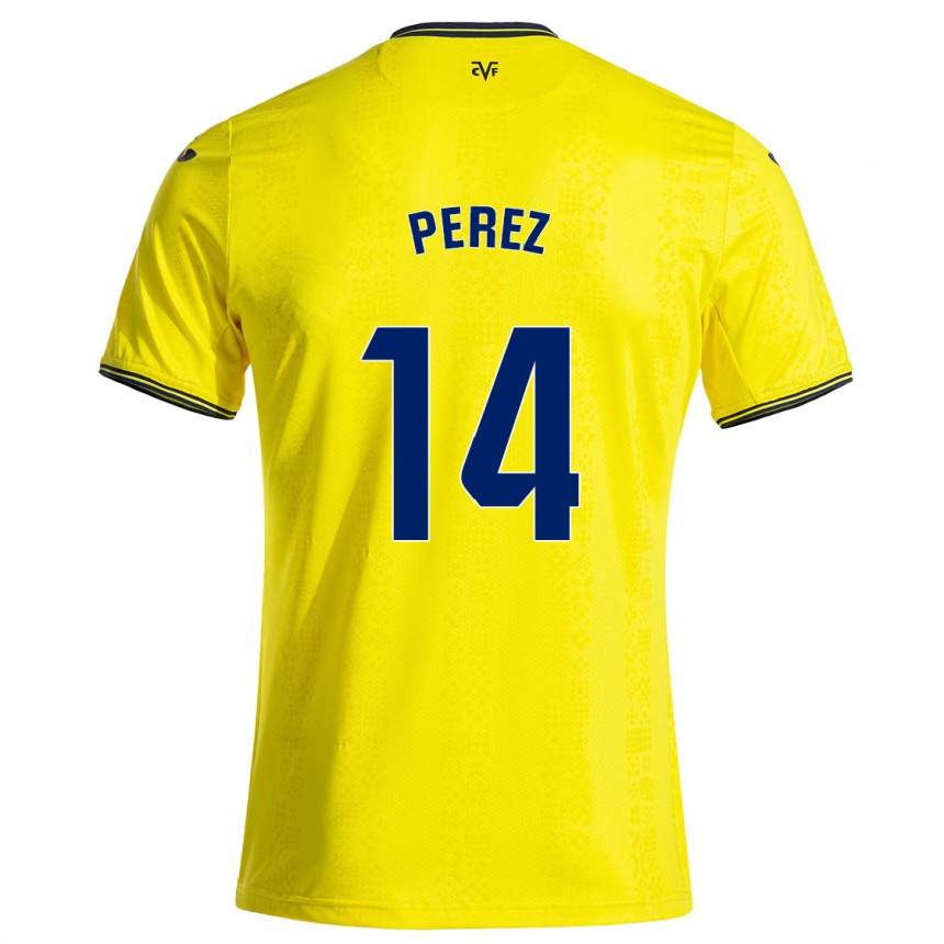 גברים כדורגל Nerea Pérez #14 צהוב שחור ג'רזי ביתית 2024/25