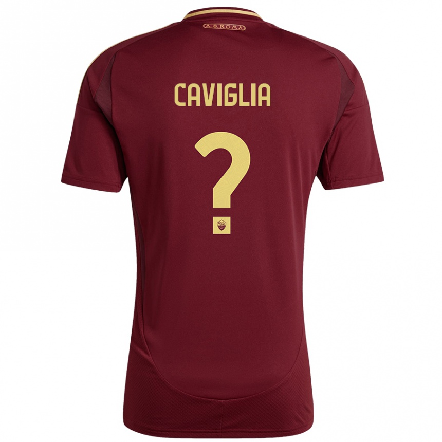 גברים כדורגל Manuel Caviglia #0 אדום חום זהב ג'רזי ביתית 2024/25
