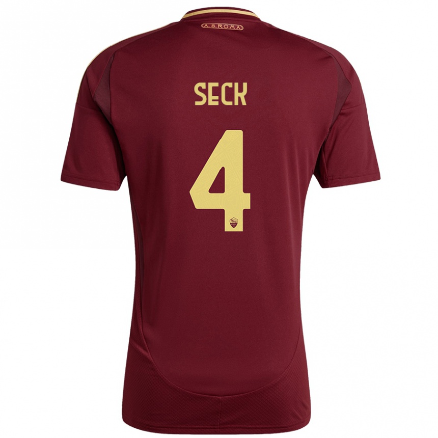 גברים כדורגל Mohamed Seck #4 אדום חום זהב ג'רזי ביתית 2024/25