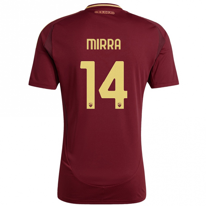 גברים כדורגל Jacopo Mirra #14 אדום חום זהב ג'רזי ביתית 2024/25