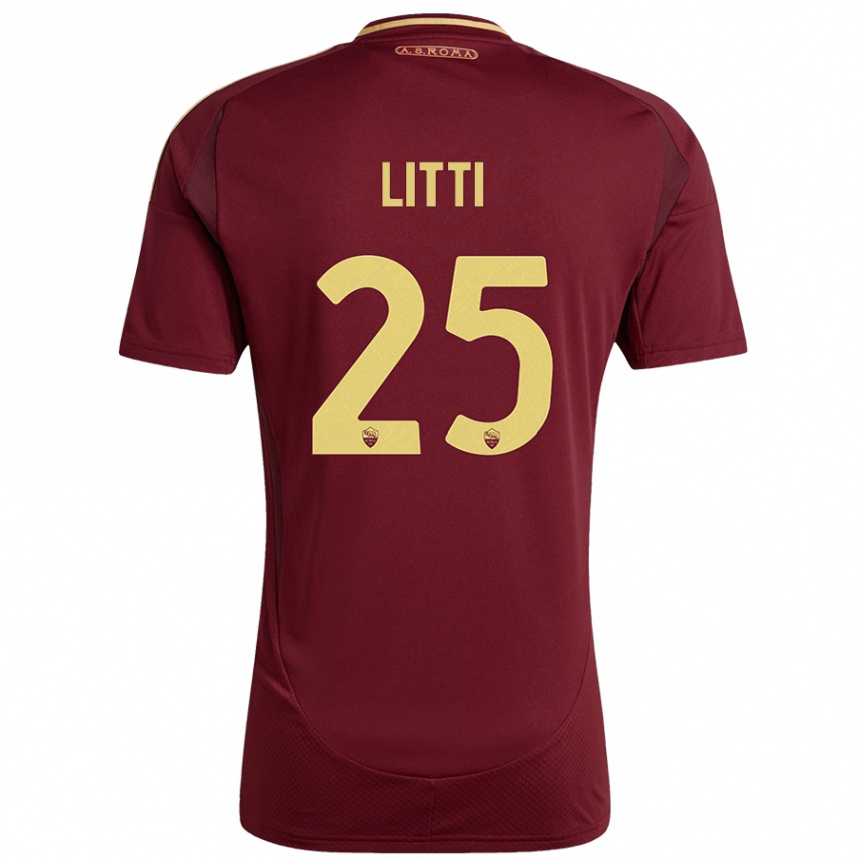 גברים כדורגל Marco Litti #25 אדום חום זהב ג'רזי ביתית 2024/25