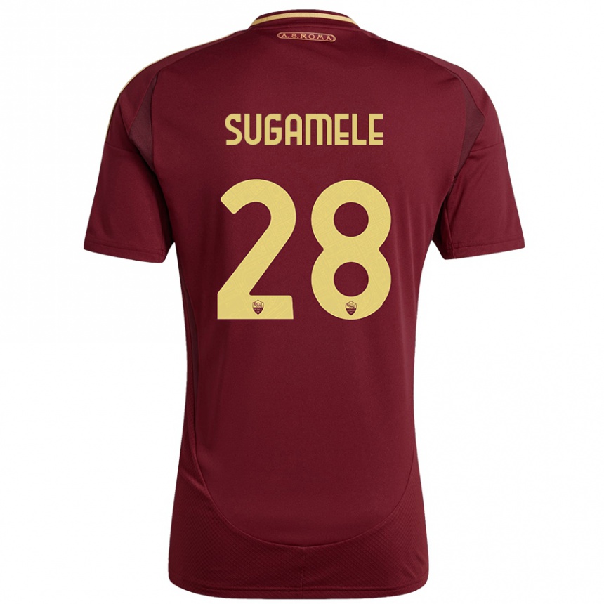 גברים כדורגל Alessandro Sugamele #28 אדום חום זהב ג'רזי ביתית 2024/25
