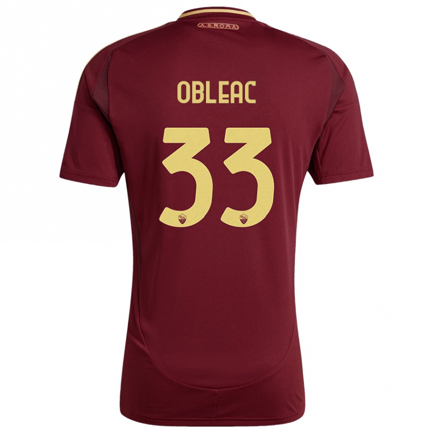 גברים כדורגל Matteo Obleac #33 אדום חום זהב ג'רזי ביתית 2024/25