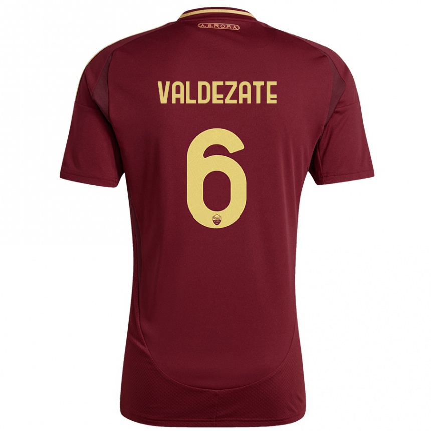 גברים כדורגל Oihane Valdezate #6 אדום חום זהב ג'רזי ביתית 2024/25