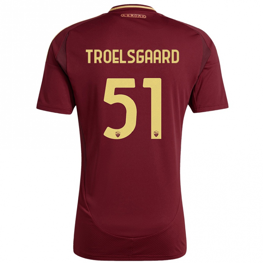 גברים כדורגל Sanne Troelsgaard #51 אדום חום זהב ג'רזי ביתית 2024/25