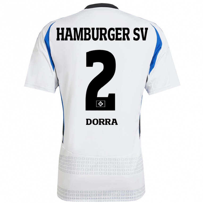 גברים כדורגל Raphael Dorra #2 לבן כחול ג'רזי ביתית 2024/25