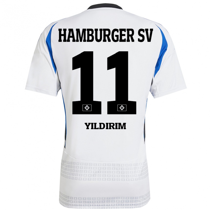 גברים כדורגל Mehmet Yildirim #11 לבן כחול ג'רזי ביתית 2024/25