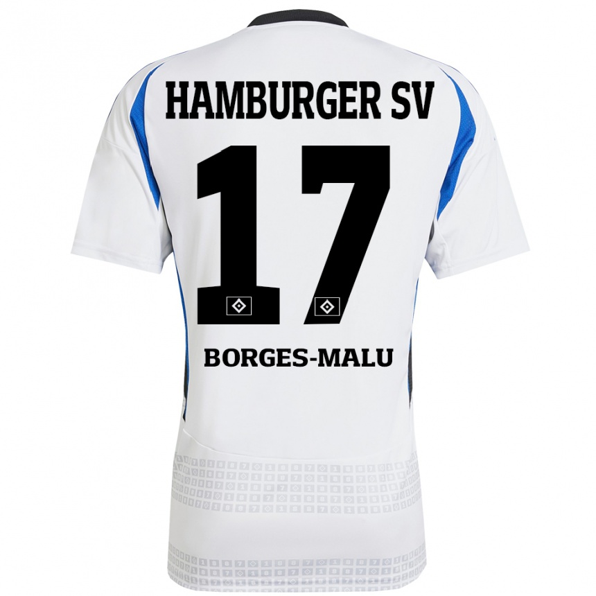 גברים כדורגל Louis Borges-Malu #17 לבן כחול ג'רזי ביתית 2024/25