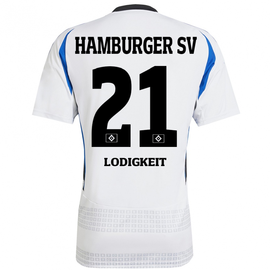גברים כדורגל Luis Lodigkeit #21 לבן כחול ג'רזי ביתית 2024/25