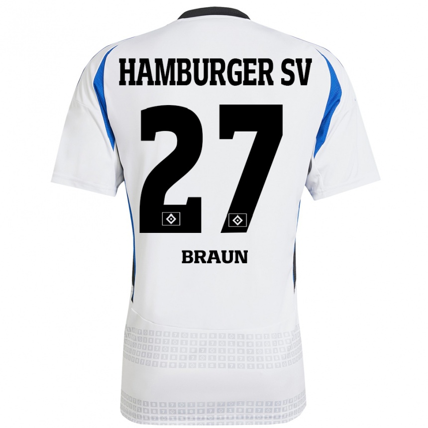 גברים כדורגל Elias Braun #27 לבן כחול ג'רזי ביתית 2024/25