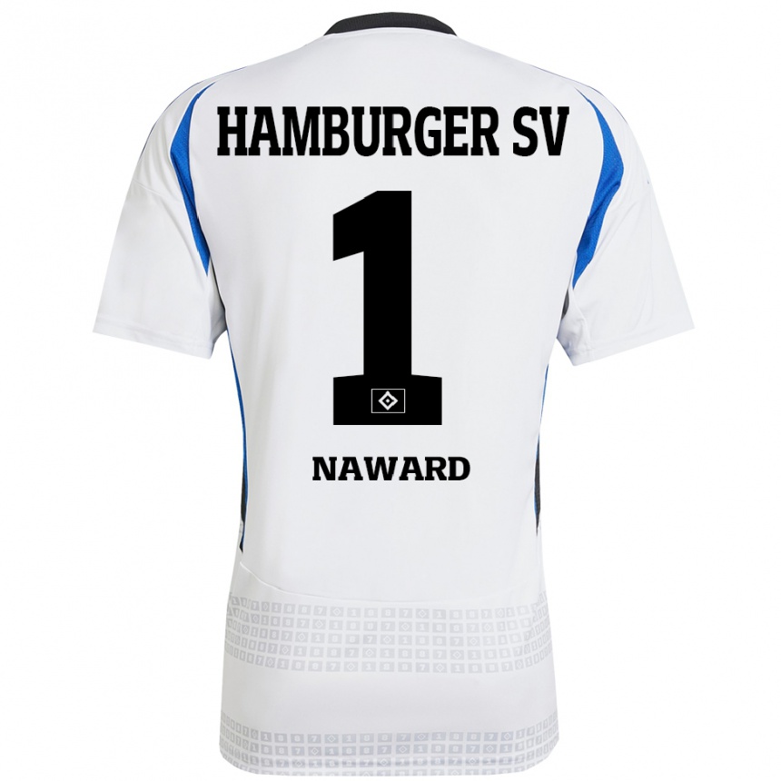 גברים כדורגל Lela Naward #1 לבן כחול ג'רזי ביתית 2024/25