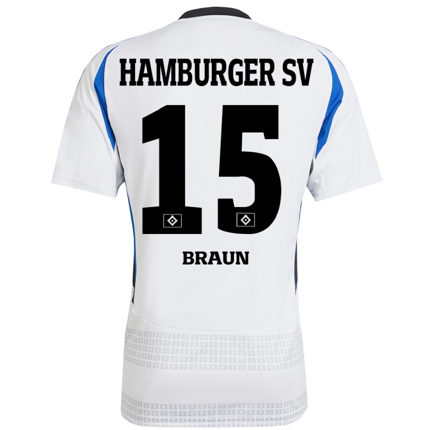 גברים כדורגל Jana Braun #15 לבן כחול ג'רזי ביתית 2024/25