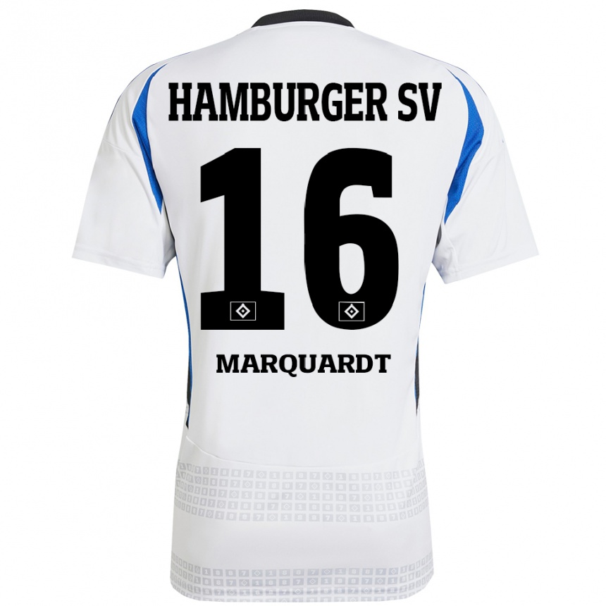 גברים כדורגל Dana Marquardt #16 לבן כחול ג'רזי ביתית 2024/25