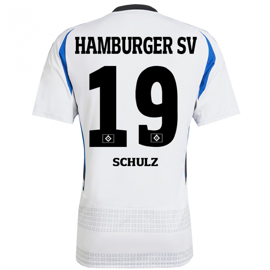 גברים כדורגל Victoria Schulz #19 לבן כחול ג'רזי ביתית 2024/25