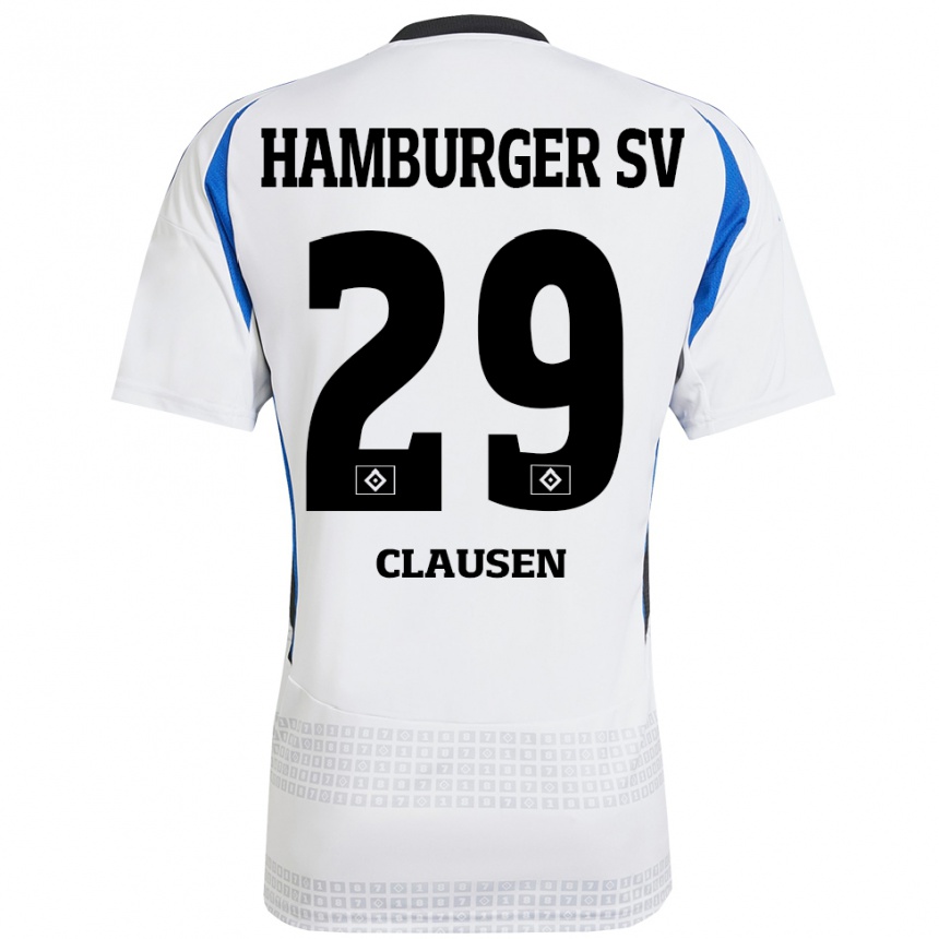 גברים כדורגל Lina Clausen #29 לבן כחול ג'רזי ביתית 2024/25