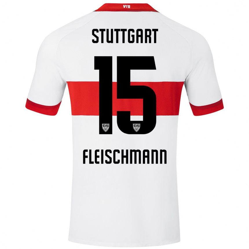 גברים כדורגל Svea Fleischmann #15 לבן אדום ג'רזי ביתית 2024/25