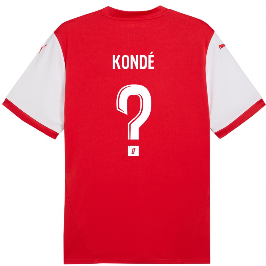 גברים כדורגל Jean-Charles Kondé #0 אדום לבן ג'רזי ביתית 2024/25