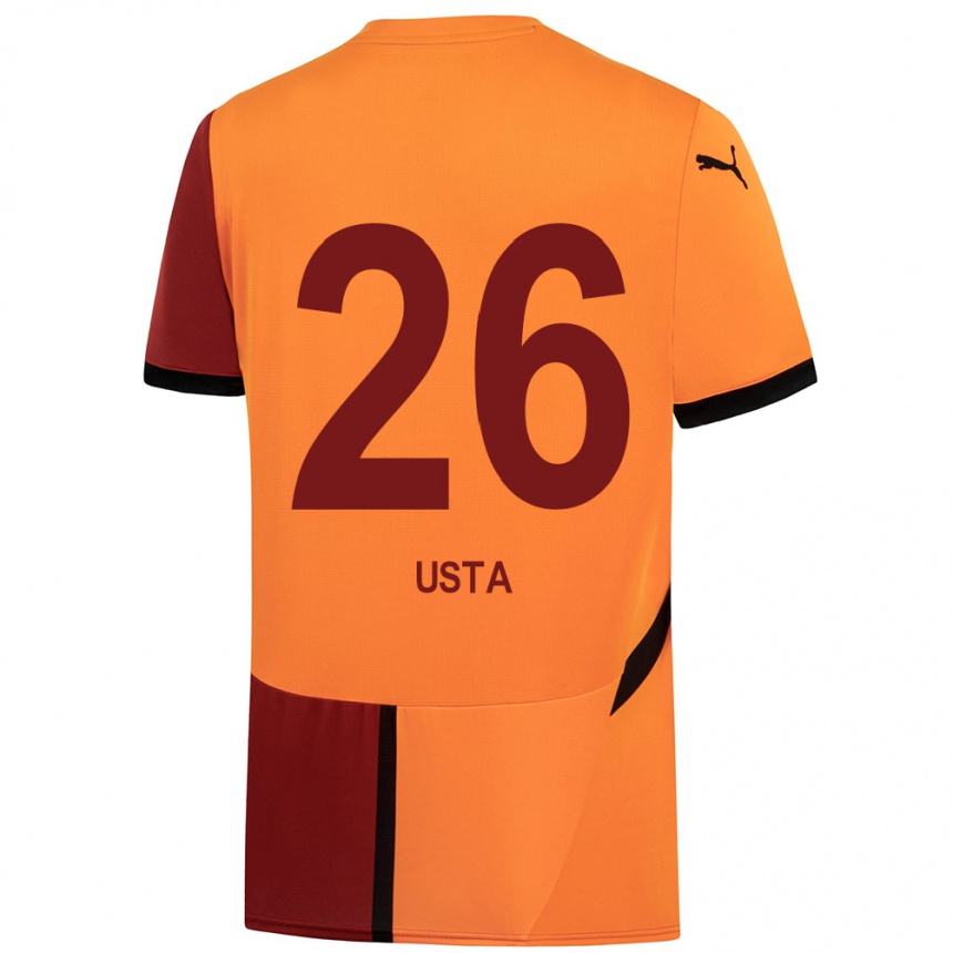 גברים כדורגל Alanur Usta #26 צהוב אדום ג'רזי ביתית 2024/25