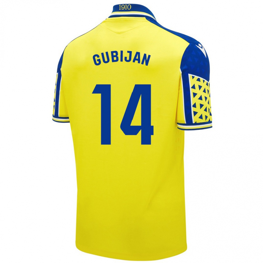 גברים כדורגל Lovro Gubijan #14 צהוב כחול ג'רזי ביתית 2024/25