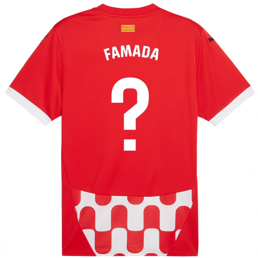 גברים כדורגל Álex Famada #0 אדום לבן ג'רזי ביתית 2024/25