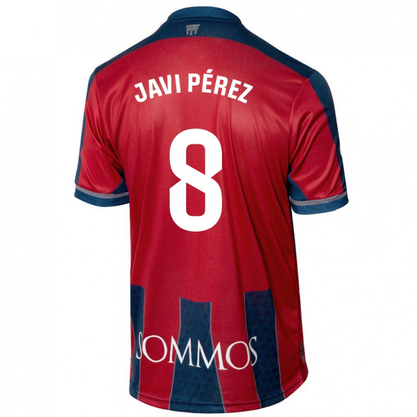 גברים כדורגל Javi Pérez #8 אדום כחול ג'רזי ביתית 2024/25