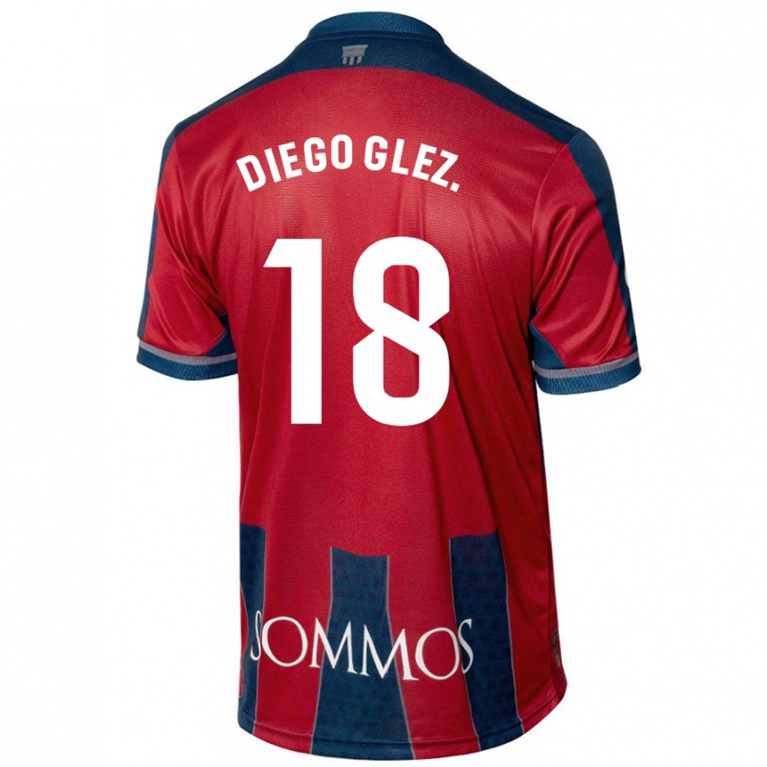 גברים כדורגל Diego González #18 אדום כחול ג'רזי ביתית 2024/25
