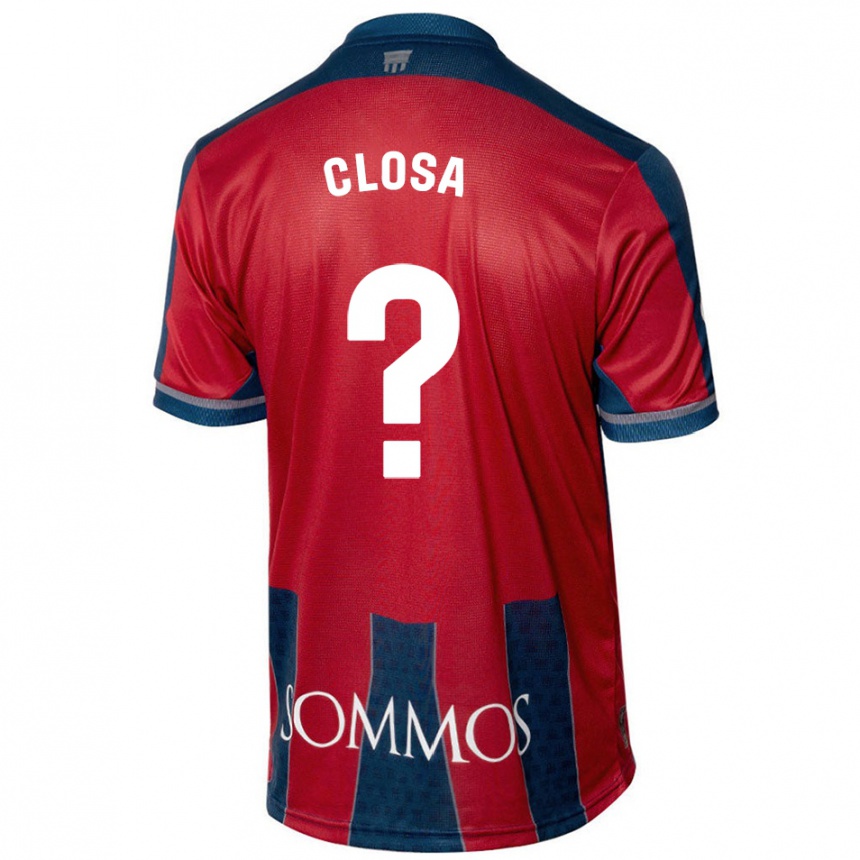 גברים כדורגל Marc Closa #0 אדום כחול ג'רזי ביתית 2024/25