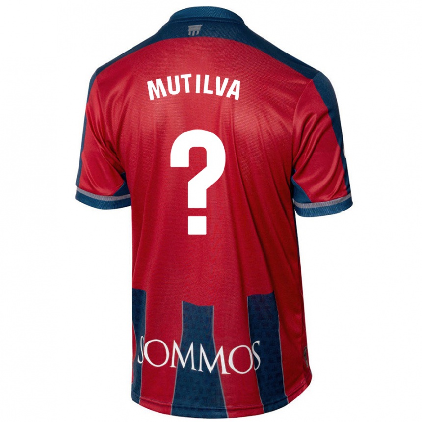 גברים כדורגל Aimar Mutilva #0 אדום כחול ג'רזי ביתית 2024/25