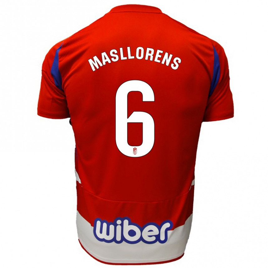 גברים כדורגל José Masllorens #6 אדום לבן כחול ג'רזי ביתית 2024/25